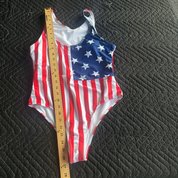 Patriotic Flag Swimsuit Youth Extra Large Striped One Piece Beach Swim - Picture 8 of 9
